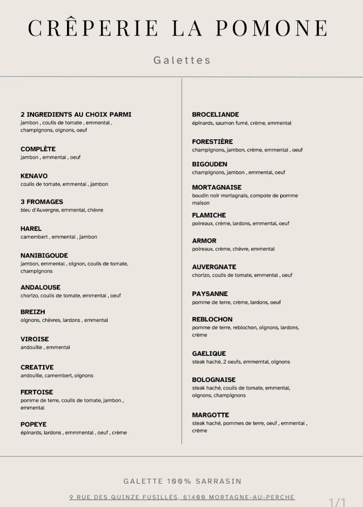 Crêperie La Pomone - Menu Image 1